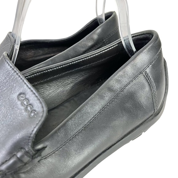 ECCO Black Slip On Drivers Driving Loafers Genuine Leather Slip On Shoes sz 41 - Picture 8 of 16